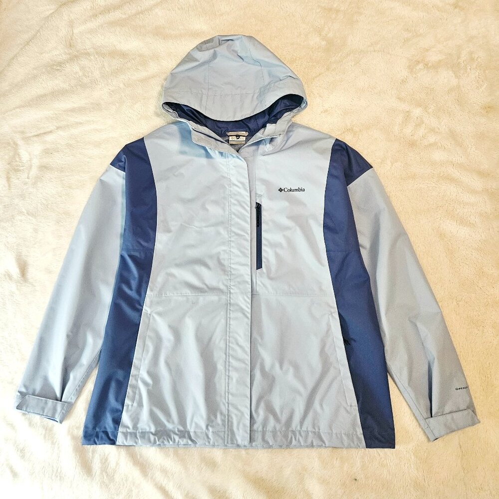 Columbia Women's Hikebound Rain Coat Jacket Omni-Tech Waterproof Blue Size 1X - Picture 2 of 9